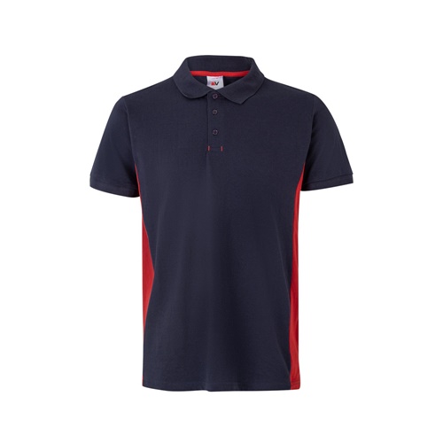 azul marino VL SUPAY. Polo piqué bicolor (180g/m²), manga corta, en algodón (60%) y poliéster (40%)