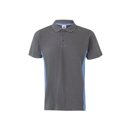 gray VL SUPAY. Polo piqué bicolor (180g/m²), manga corta, en algodón (60%) y poliéster (40%)