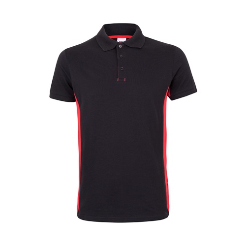 black VL SUPAY. Polo piqué bicolor (180g/m²), manga corta, en algodón (60%) y poliéster (40%)