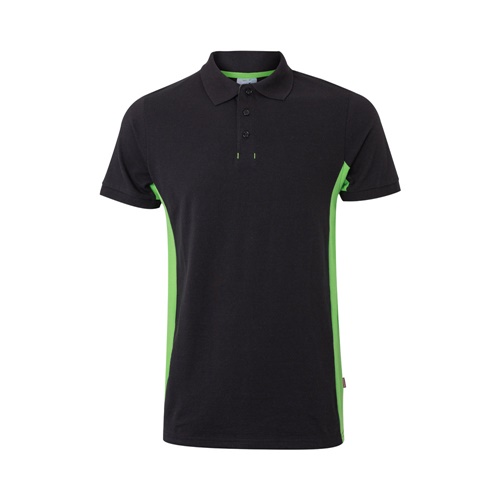 black VL SUPAY. Polo piqué bicolor (180g/m²), manga corta, en algodón (60%) y poliéster (40%)
