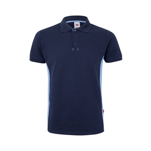 azul marino VL SUPAY. Polo piqué bicolor (180g/m²), manga corta, en algodón (60%) y poliéster (40%)