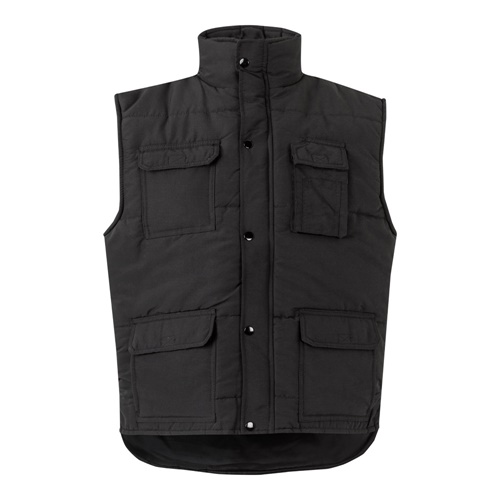 black VL MEFITIS. Chaleco acolchado multibolsillos (220g/m²), en poliéster (100%)