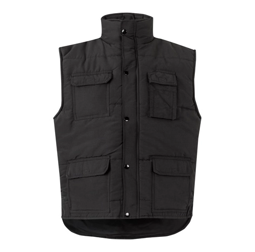 black VL MEFITIS. Chaleco acolchado multibolsillos (220g/m²), en poliéster (100%)