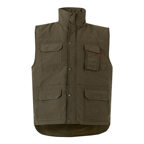 verde militar VL MEFITIS. Chaleco acolchado multibolsillos (220g/m²), en poliéster (100%)