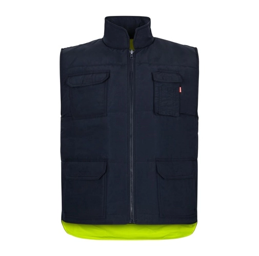 VL DIANA. Chaleco acolchado (220g/m²), reversible y multibolsillos, en poliéster (100%), con cierre de cremallera y tirador reversible