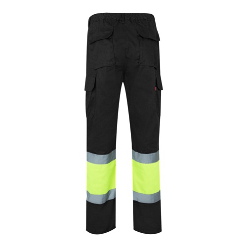 black VL ATHENA. Pantalón de sarga bicolor (210 g/m²), forrado, multibolsillos, en algodón (20 %) y poliéster (80 %)