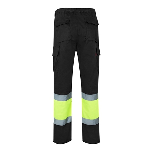 black VL ATHENA. Pantalón de sarga bicolor (210 g/m²), forrado, multibolsillos, en algodón (20 %) y poliéster (80 %)