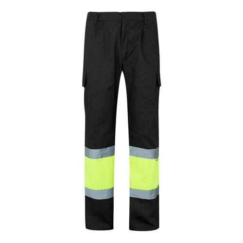 black VL ATHENA. Pantalón de sarga bicolor (210 g/m²), forrado, multibolsillos, en algodón (20 %) y poliéster (80 %)