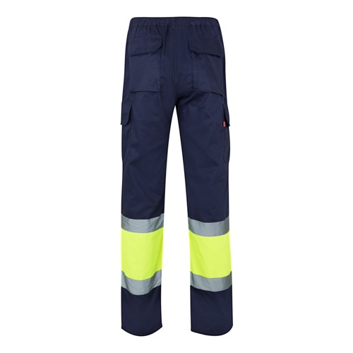 azul marino VL ATHENA. Pantalón de sarga bicolor (210 g/m²), forrado, multibolsillos, en algodón (20 %) y poliéster (80 %)