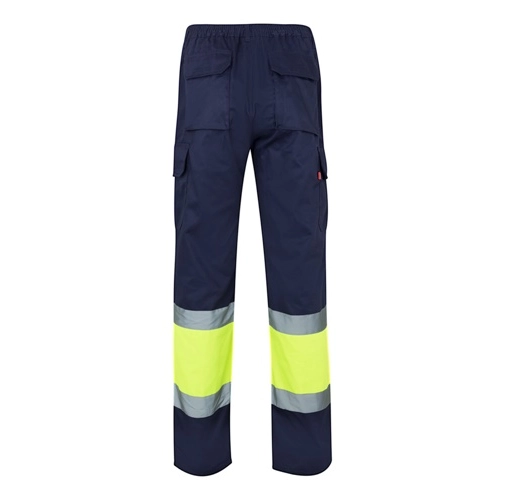 azul marino VL ATHENA. Pantalón de sarga bicolor (210 g/m²), forrado, multibolsillos, en algodón (20 %) y poliéster (80 %)