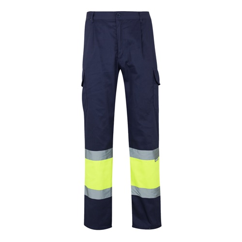 azul marino VL ATHENA. Pantalón de sarga bicolor (210 g/m²), forrado, multibolsillos, en algodón (20 %) y poliéster (80 %)