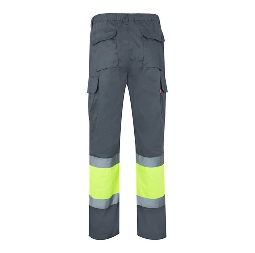 gray VL ATHENA. Pantalón de sarga bicolor (210 g/m²), forrado, multibolsillos, en algodón (20 %) y poliéster (80 %)
