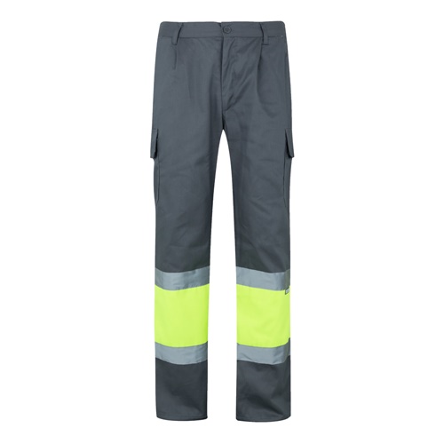 gray VL ATHENA. Pantalón de sarga bicolor (210 g/m²), forrado, multibolsillos, en algodón (20 %) y poliéster (80 %)