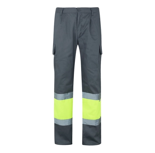 gray VL ATHENA. Pantalón de sarga bicolor (210 g/m²), forrado, multibolsillos, en algodón (20 %) y poliéster (80 %)