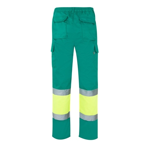green VL ATHENA. Pantalón de sarga bicolor (210 g/m²), forrado, multibolsillos, en algodón (20 %) y poliéster (80 %)