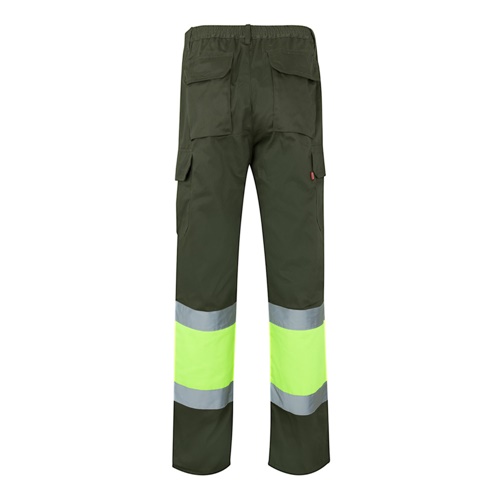 verde militar VL ATHENA. Pantalón de sarga bicolor (210 g/m²), forrado, multibolsillos, en algodón (20 %) y poliéster (80 %)
