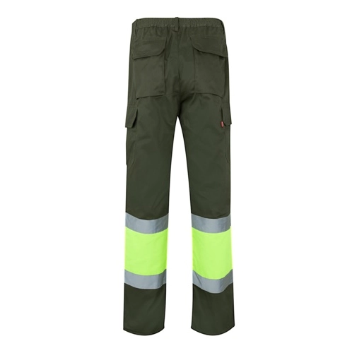 verde militar VL ATHENA. Pantalón de sarga bicolor (210 g/m²), forrado, multibolsillos, en algodón (20 %) y poliéster (80 %)