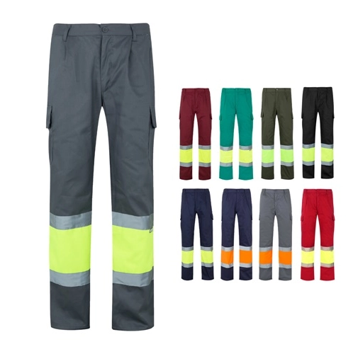 VL ATHENA. Pantalón de sarga bicolor (210 g/m²), forrado, multibolsillos, en algodón (20 %) y poliéster (80 %)