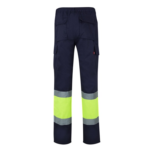 azul marino VL POSEIDON. Pantalón de sarga multibolsillos bicolor (210 g/m²), en algodón (20 %) y poliéster (80 %)
