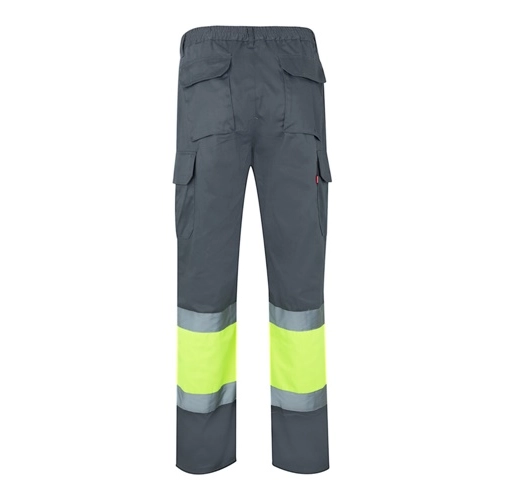 gray VL POSEIDON. Pantalón de sarga multibolsillos bicolor (210 g/m²), en algodón (20 %) y poliéster (80 %)
