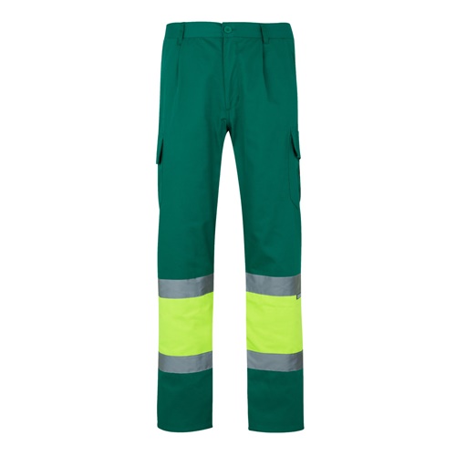 green VL POSEIDON. Pantalón de sarga multibolsillos bicolor (210 g/m²), en algodón (20 %) y poliéster (80 %)
