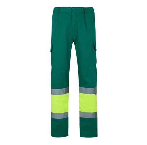 green VL POSEIDON. Pantalón de sarga multibolsillos bicolor (210 g/m²), en algodón (20 %) y poliéster (80 %)