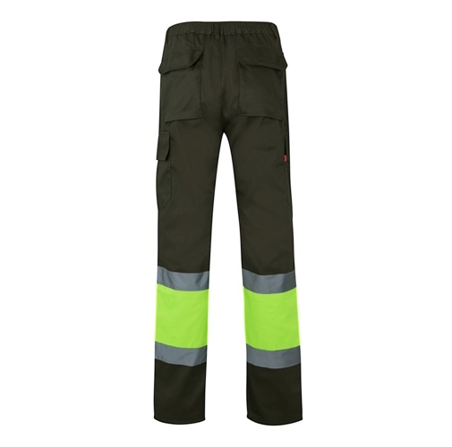 verde militar VL POSEIDON. Pantalón de sarga multibolsillos bicolor (210 g/m²), en algodón (20 %) y poliéster (80 %)