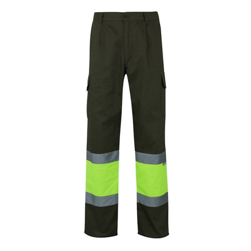 verde militar VL POSEIDON. Pantalón de sarga multibolsillos bicolor (210 g/m²), en algodón (20 %) y poliéster (80 %)