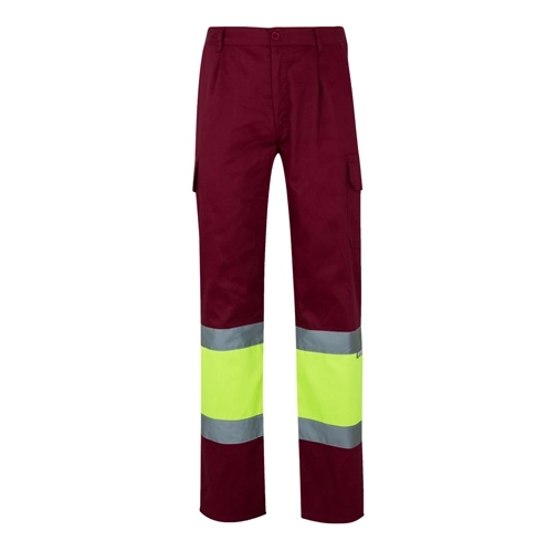 burdeos VL POSEIDON. Pantalón de sarga multibolsillos bicolor (210 g/m²), en algodón (20 %) y poliéster (80 %)