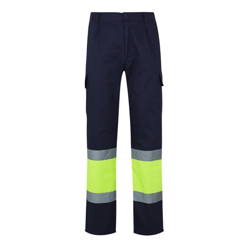 azul marino VL POSEIDON LARGE. Pantalón de sarga multibolsillos bicolor (210 g/m²), en algodón (20 %) y poliéster (80 %)