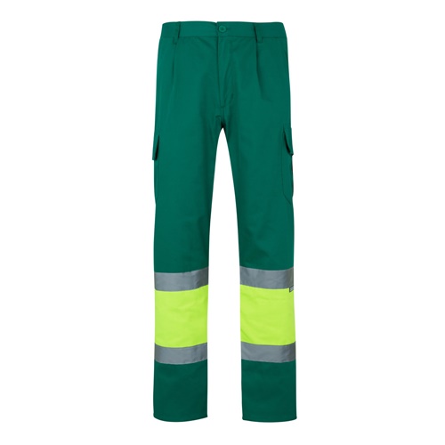 green VL POSEIDON LARGE. Pantalón de sarga multibolsillos bicolor (210 g/m²), en algodón (20 %) y poliéster (80 %)