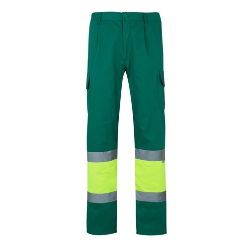 green VL POSEIDON LARGE. Pantalón de sarga multibolsillos bicolor (210 g/m²), en algodón (20 %) y poliéster (80 %)