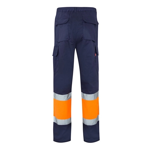 azul marino VL POSEIDON LARGE. Pantalón de sarga multibolsillos bicolor (210 g/m²), en algodón (20 %) y poliéster (80 %)