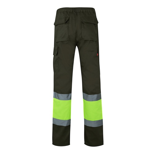 verde militar VL POSEIDON LARGE. Pantalón de sarga multibolsillos bicolor (210 g/m²), en algodón (20 %) y poliéster (80 %)