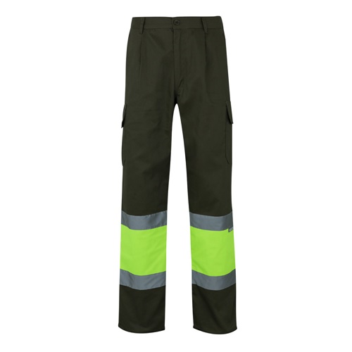 verde militar VL POSEIDON LARGE. Pantalón de sarga multibolsillos bicolor (210 g/m²), en algodón (20 %) y poliéster (80 %)
