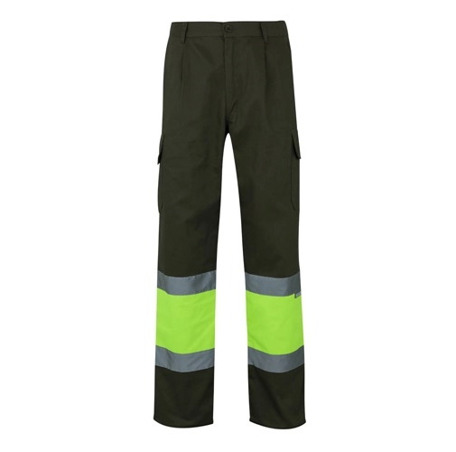 verde militar VL POSEIDON LARGE. Pantalón de sarga multibolsillos bicolor (210 g/m²), en algodón (20 %) y poliéster (80 %)