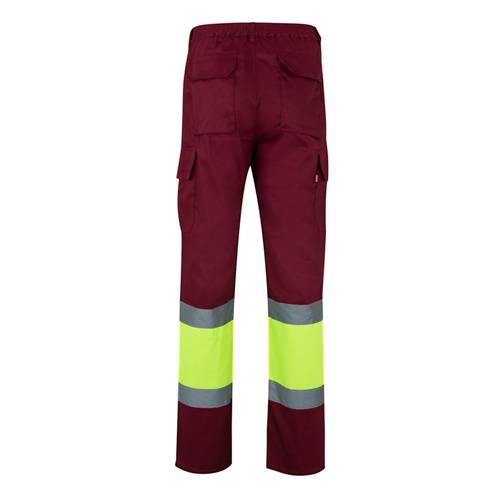 burdeos VL POSEIDON LARGE. Pantalón de sarga multibolsillos bicolor (210 g/m²), en algodón (20 %) y poliéster (80 %)