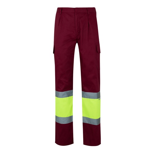 burdeos VL POSEIDON LARGE. Pantalón de sarga multibolsillos bicolor (210 g/m²), en algodón (20 %) y poliéster (80 %)