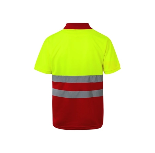 red VL CUPID. Polo bicolor ojo de pájaro (160g/m²) con manga corta, en poliéster (100%)