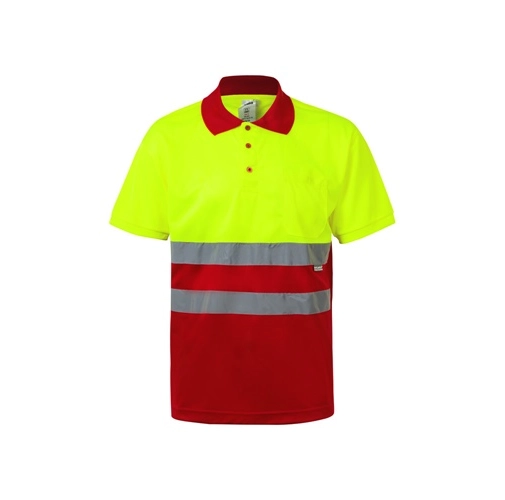 red VL CUPID. Polo bicolor ojo de pájaro (160g/m²) con manga corta, en poliéster (100%)