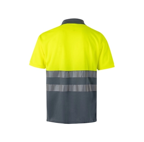 gray VL CUPID. Polo bicolor ojo de pájaro (160g/m²) con manga corta, en poliéster (100%)