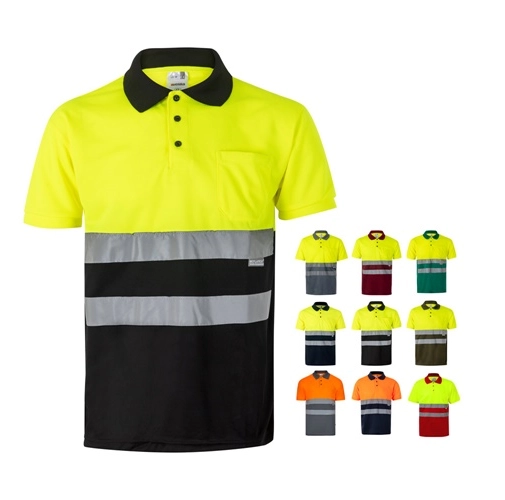 VL CUPID. Polo bicolor ojo de pájaro (160g/m²) con manga corta, en poliéster (100%)