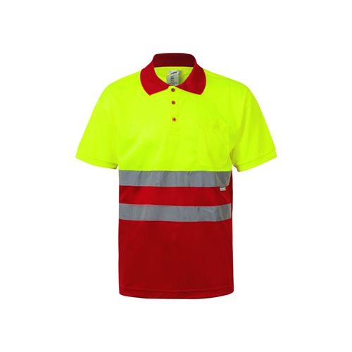 red VL CUPID LARGE. Polo bicolor ojo de pájaro (160g/m²) con manga corta, en poliéster (100%)