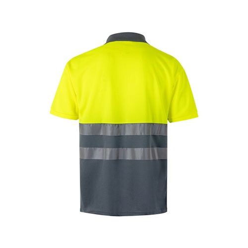 gray VL CUPID LARGE. Polo bicolor ojo de pájaro (160g/m²) con manga corta, en poliéster (100%)