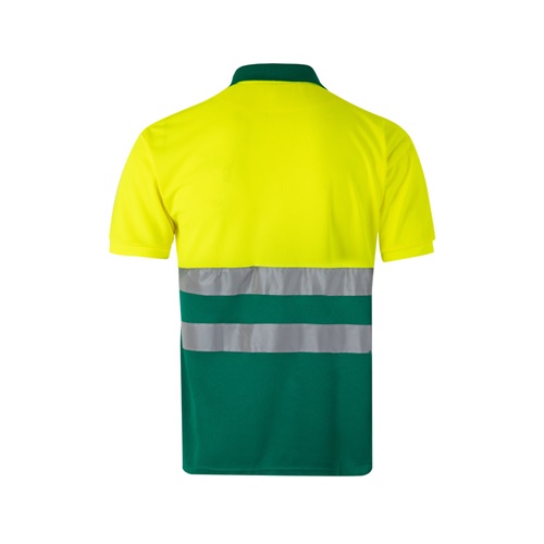 green VL CUPID LARGE. Polo bicolor ojo de pájaro (160g/m²) con manga corta, en poliéster (100%)