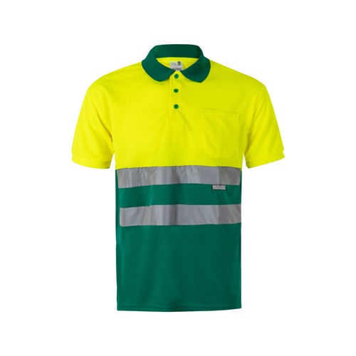 green VL CUPID LARGE. Polo bicolor ojo de pájaro (160g/m²) con manga corta, en poliéster (100%)