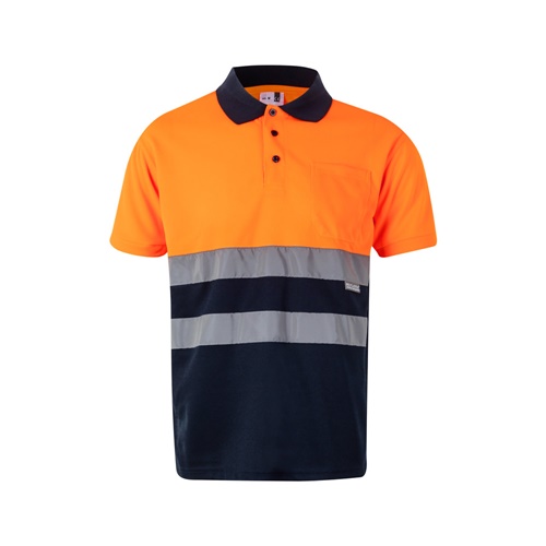 azul marino VL CUPID LARGE. Polo bicolor ojo de pájaro (160g/m²) con manga corta, en poliéster (100%)