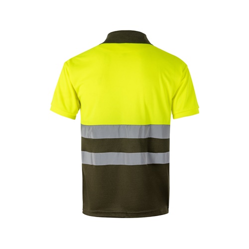 verde militar VL CUPID LARGE. Polo bicolor ojo de pájaro (160g/m²) con manga corta, en poliéster (100%)