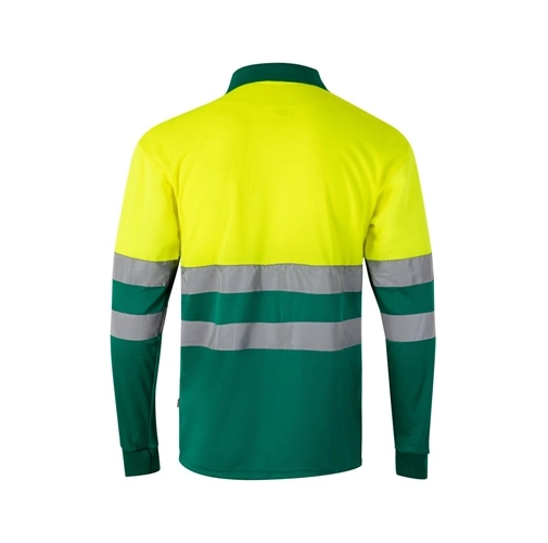 VL VULCAN. Polo bicolor ojo de pájaro (160g/m²) con manga larga, en poliéster (100%)