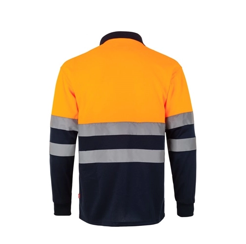 VL VULCAN. Polo bicolor ojo de pájaro (160g/m²) con manga larga, en poliéster (100%)